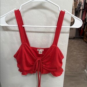 Billabong Cropped Ribbed Tie Front Tank size medium